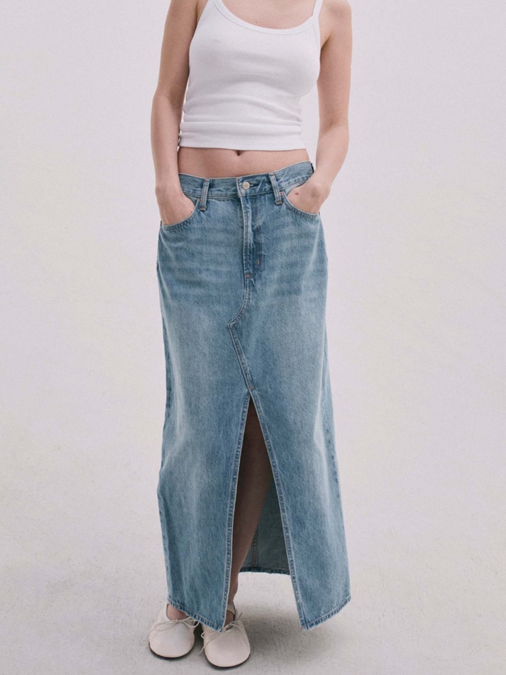 Denim Forum The '90s Vintage Maxi Denim Skirt